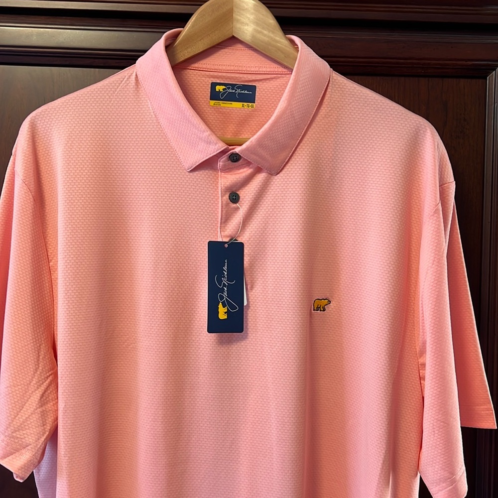 Brand New Jack Nicklaus Golf Stretch Pink Polo Moisture Wicking, Sun Protection!